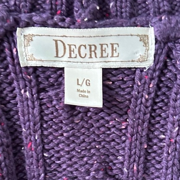 DECREE Cable knit marled  button front Purple sweater vest. Size L. - Picture 3 of 6